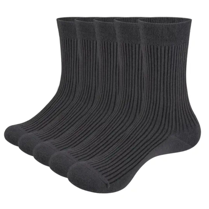 5er-Pack schwarze Baumwollsocken, gerippt, knöchelhoch, bequem, atmungsaktiv, unisex.