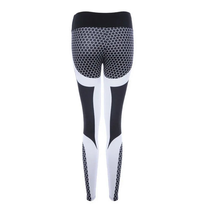 Schwarz-weiße Leggings mit Wabenmuster, Sportbekleidung, Damenmode, elastisch, bequem