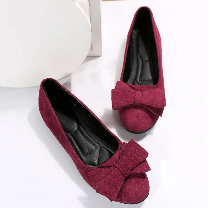 Damen Ballerinas, weinrot, Wildleder, Schleife, elegant, bequem, modisch, flach, Schuhe.