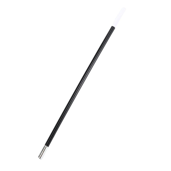 Schwarzer Zauberstab mit silbernem Griff und weißer Spitze, ideal für Zaubertricks und Magie.