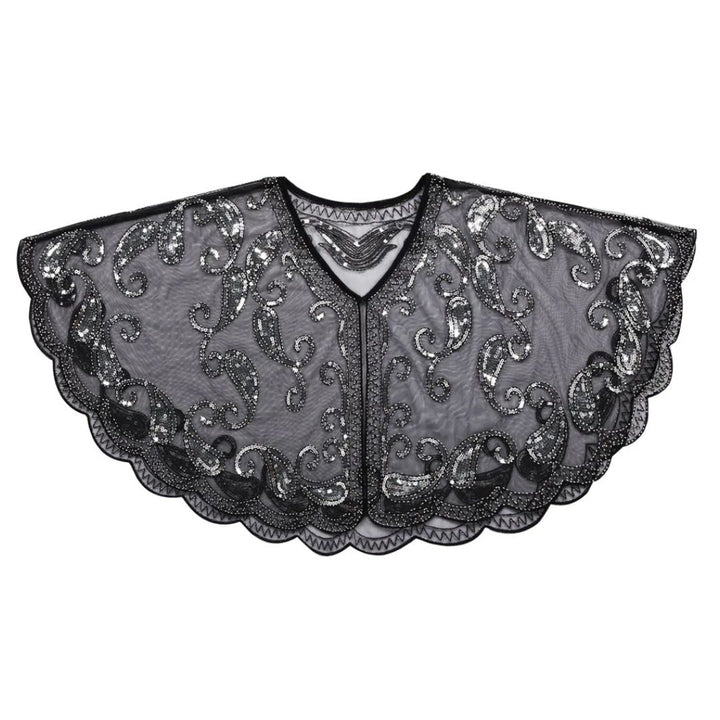 Schwarzer Pailletten-Bolero aus Spitze, elegantes Design, ideal für Abendmode.