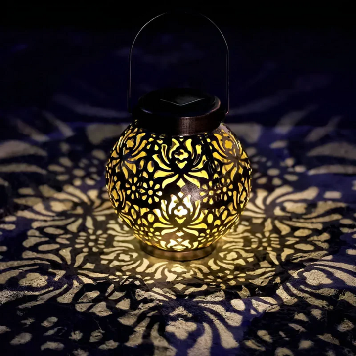 Solarbetriebene Gartenlaterne, orientalisches Design, warmweißes LED-Licht, dekorative Beleuchtung