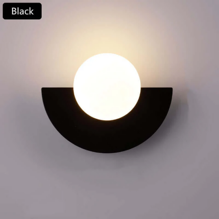 Schwarze Wandleuchte, halbrund, modernes Design, LED, Innenbeleuchtung, energiesparend.