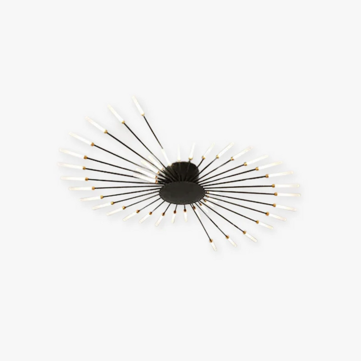 Moderne schwarze Deckenleuchte mit strahlenförmigem Design und LED-Lampen, zeitgenössische Beleuchtung.