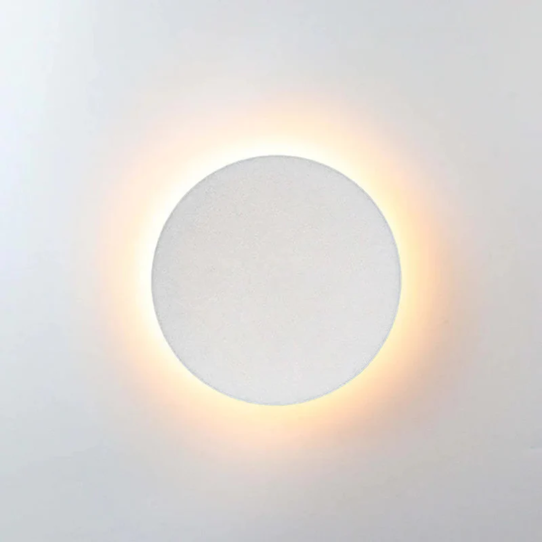 Runde LED-Wandleuchte, warmweißes Licht, modernes Design, energiesparend, Innenbeleuchtung.