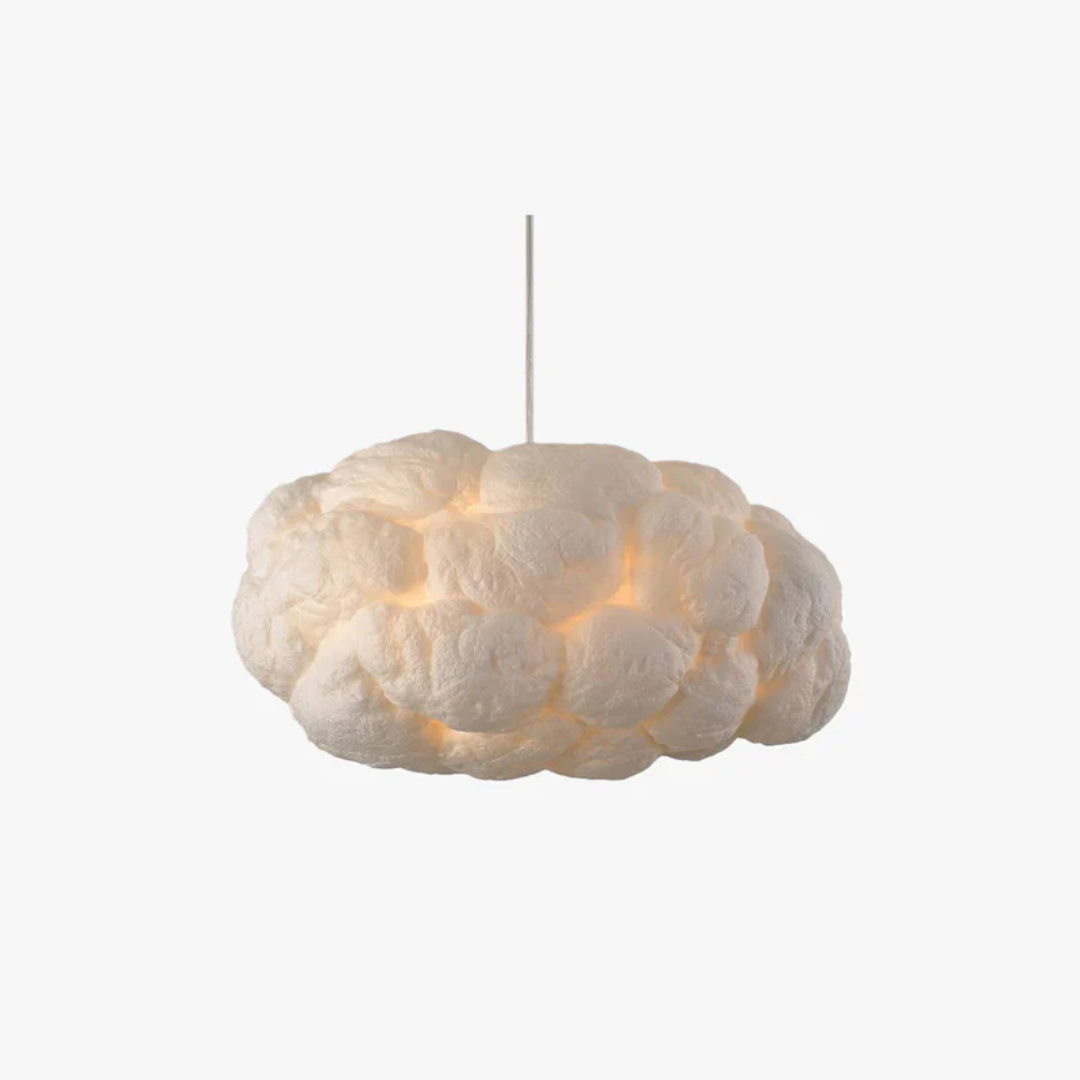 Wolkenförmige Deckenleuchte, weiß, modern, aus Stoff, für Wohnzimmerbeleuchtung.