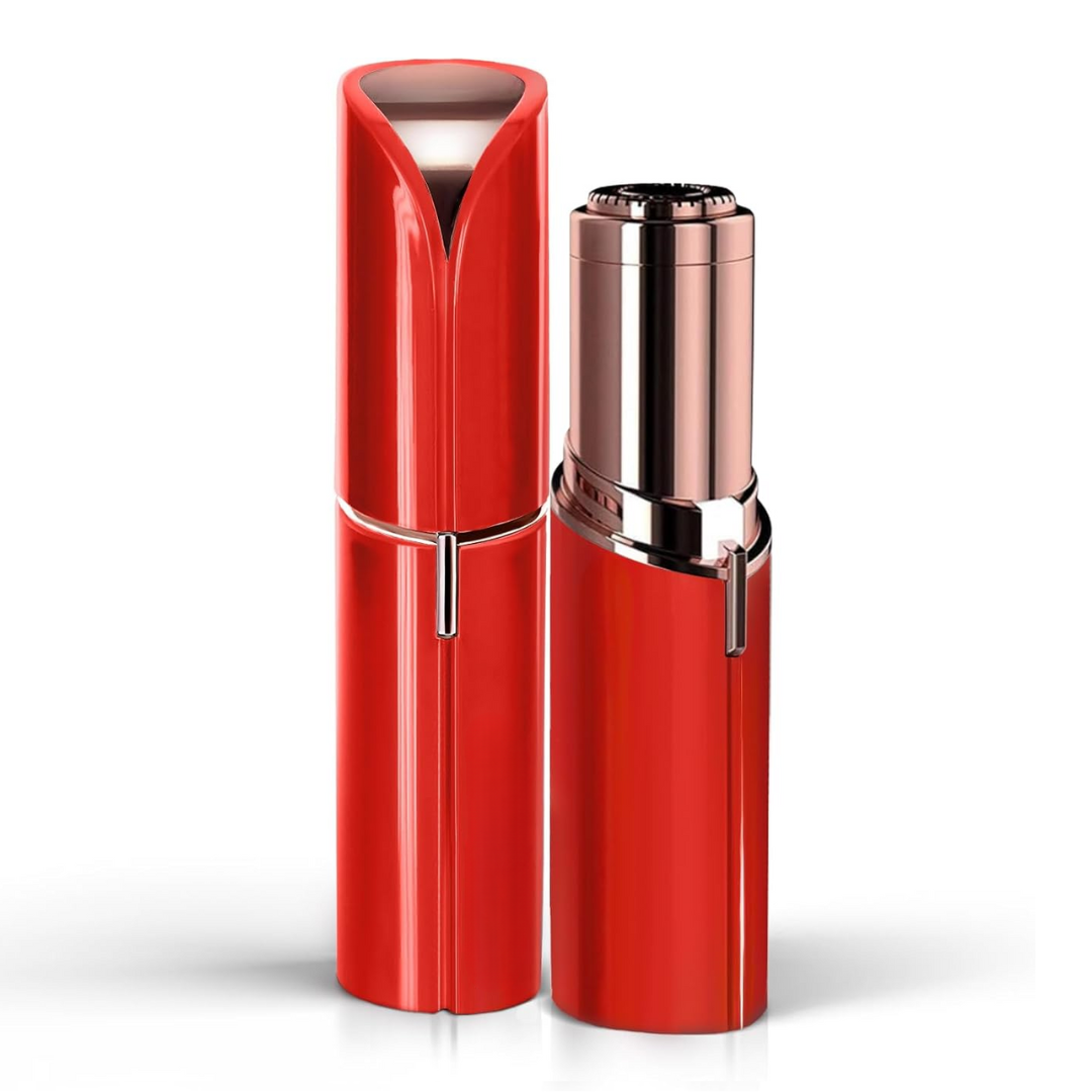 Roter Lippenstift, elegantes Design, glänzende Hülle, Kosmetikprodukt, Make-up Accessoire.