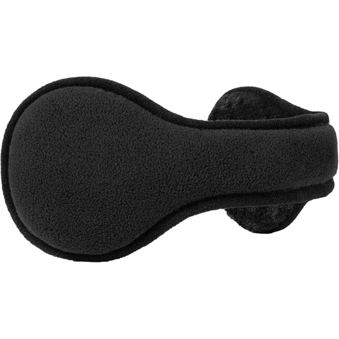 Schwarze Fleece-Ohrenschützer, warm, verstellbar, Winteraccessoire für kaltes Wetter.