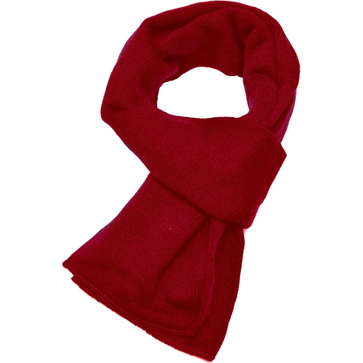 Roter Schal aus Wolle, warm und weich, ideal für Wintermode und kaltes Wetter.