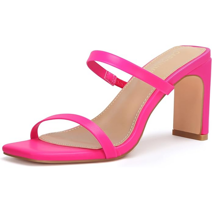 Pinkfarbene Damen-High-Heels mit Blockabsatz, elegantes Design, modische Sandalen.