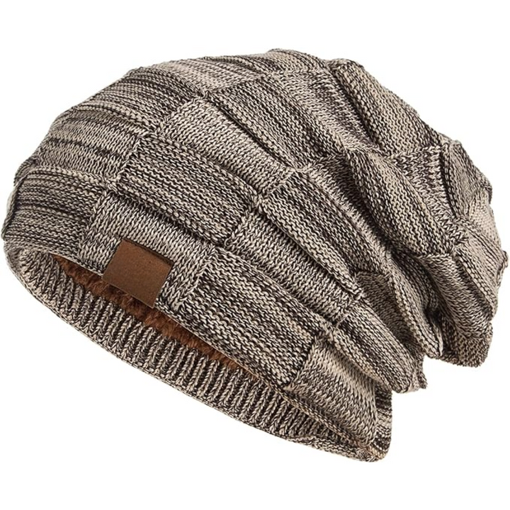 Braune Strickmütze aus Wolle, lässiger Stil, ideal für Herbst und Winter, Unisex-Design.