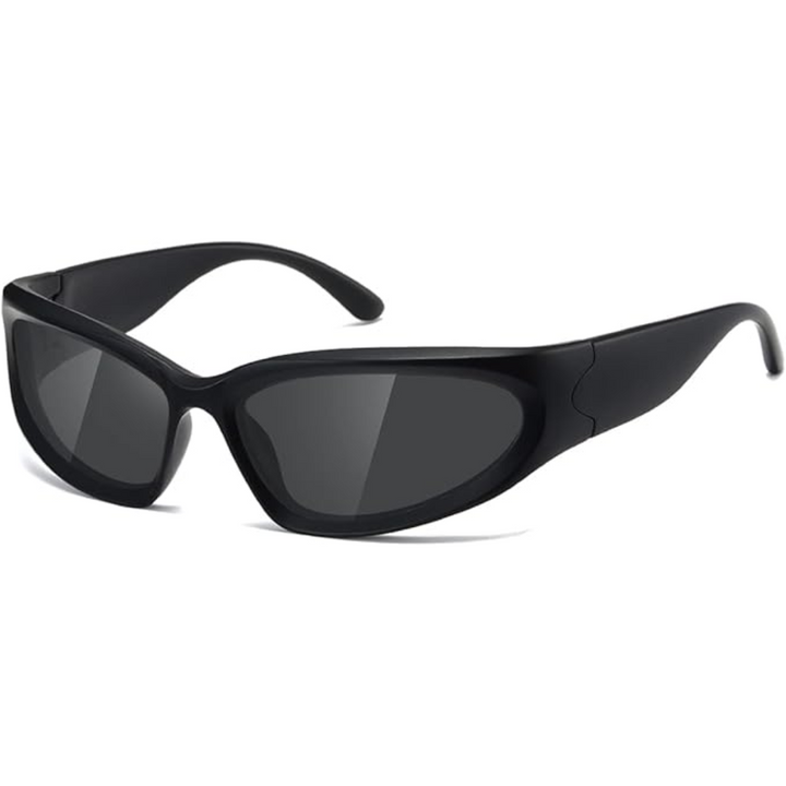 Schwarze Sonnenbrille, sportliches Design, UV-Schutz, unisex, modisch, langlebig.