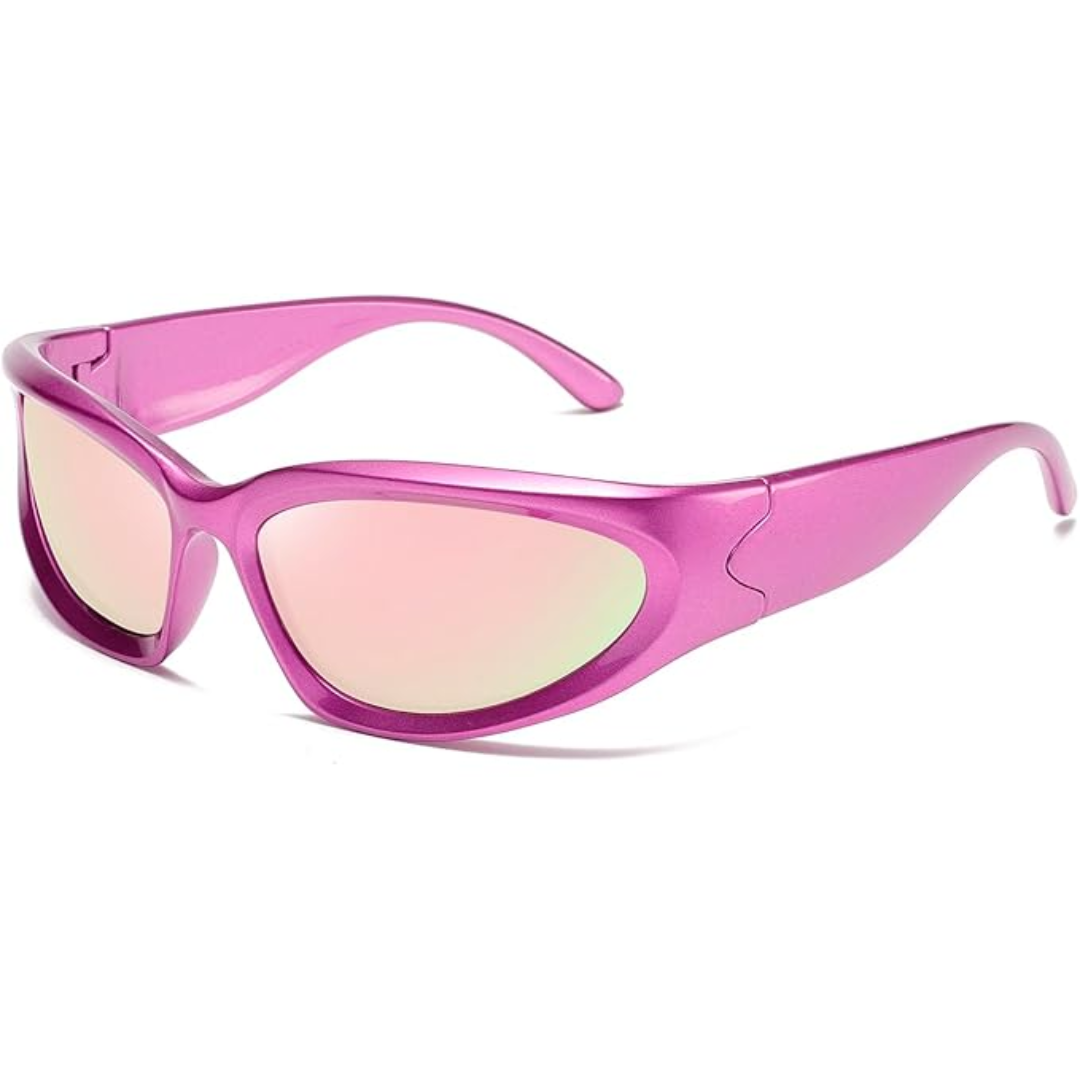 Rosa Sonnenbrille, modisches Accessoire, UV-Schutz, Kunststoff, Damenmode, trendig.