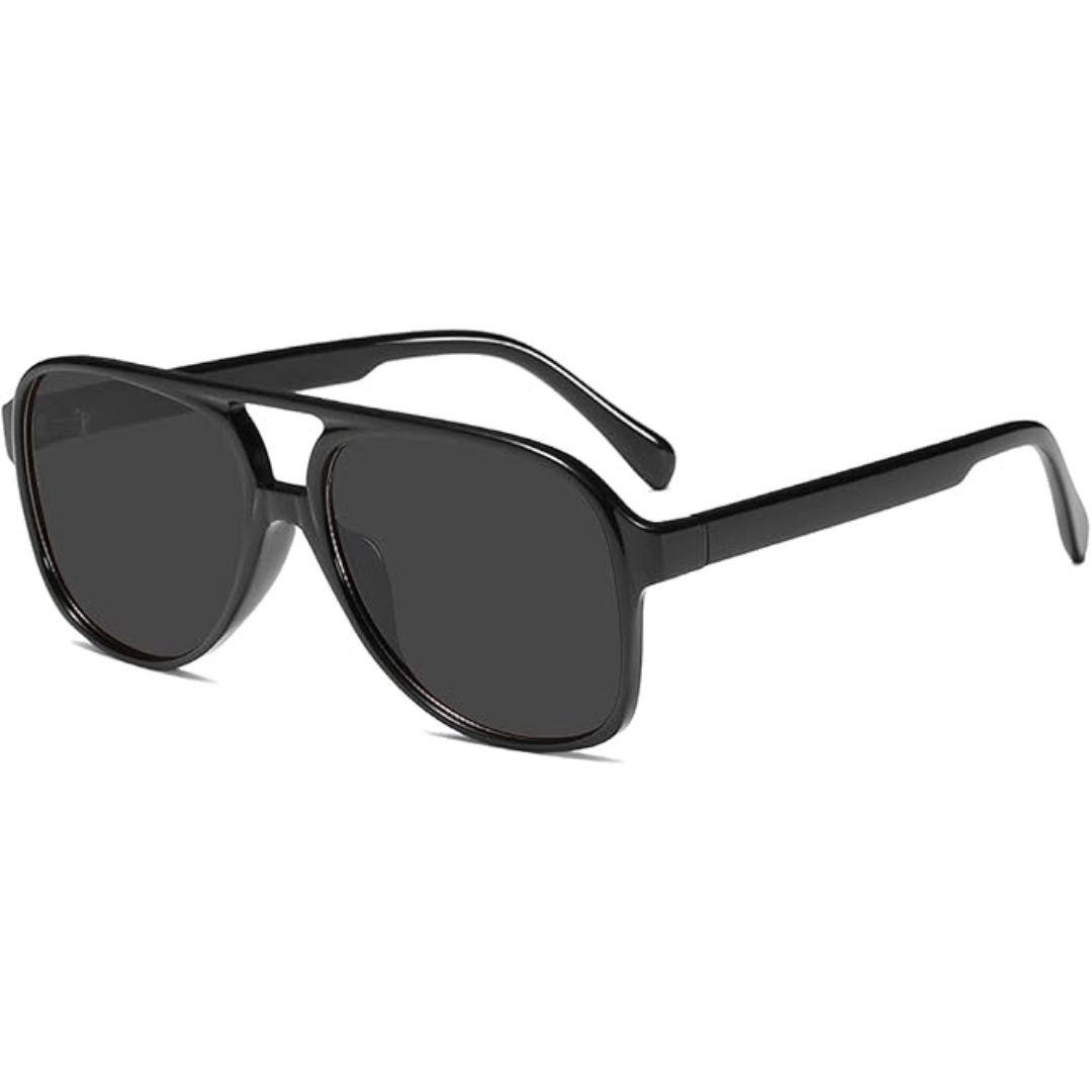 Schwarze Sonnenbrille, rechteckig, Unisex, UV-Schutz, modisch, Kunststoffrahmen.