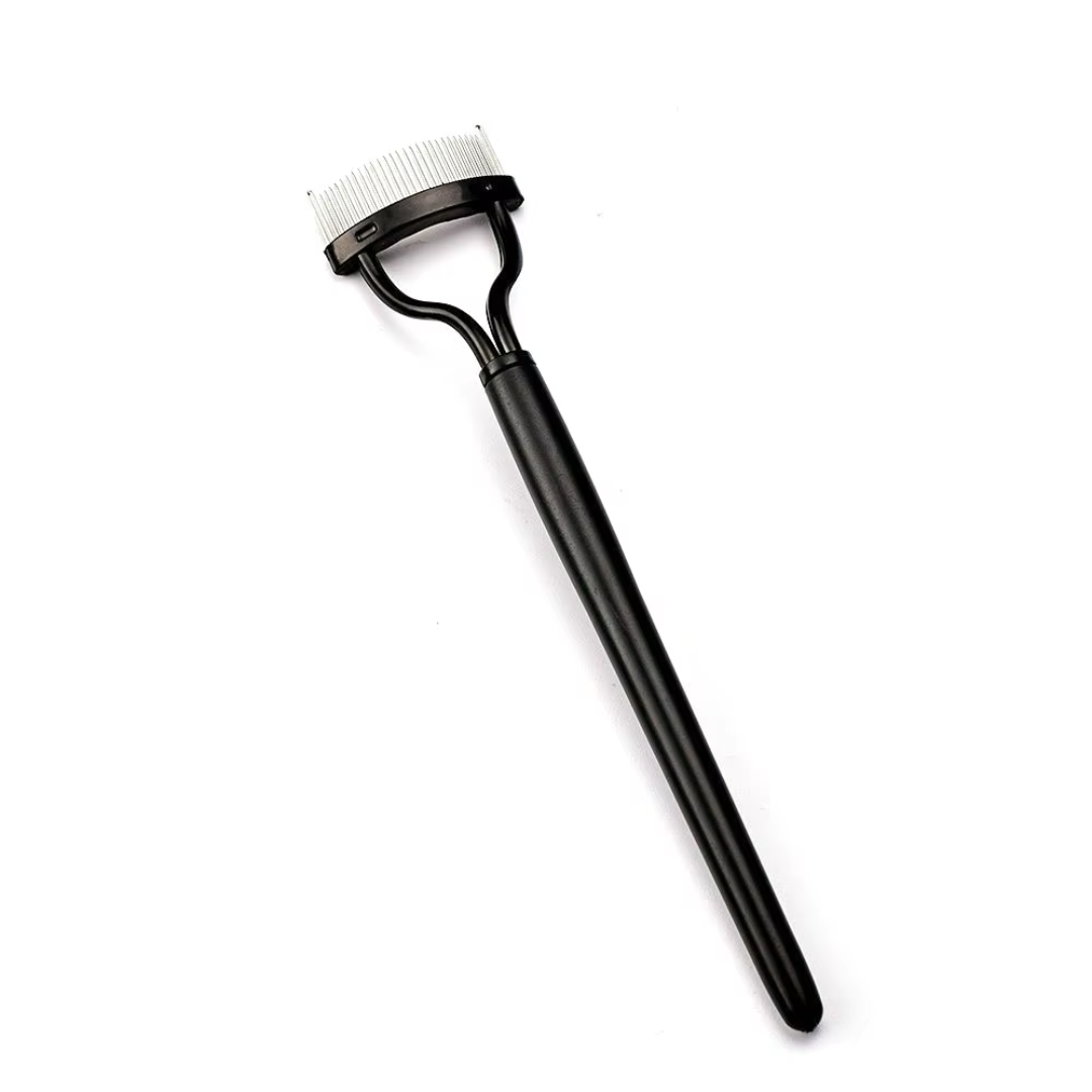 Schwarzer Tierhaarentferner mit langem Griff, ideal für Haustierpflege und Fellpflege.