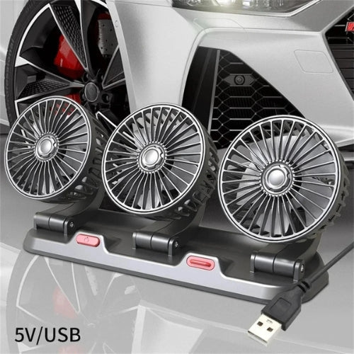 360° nastavitelný 3hlavý autoventilátor USB/12V/24V – AirFlow