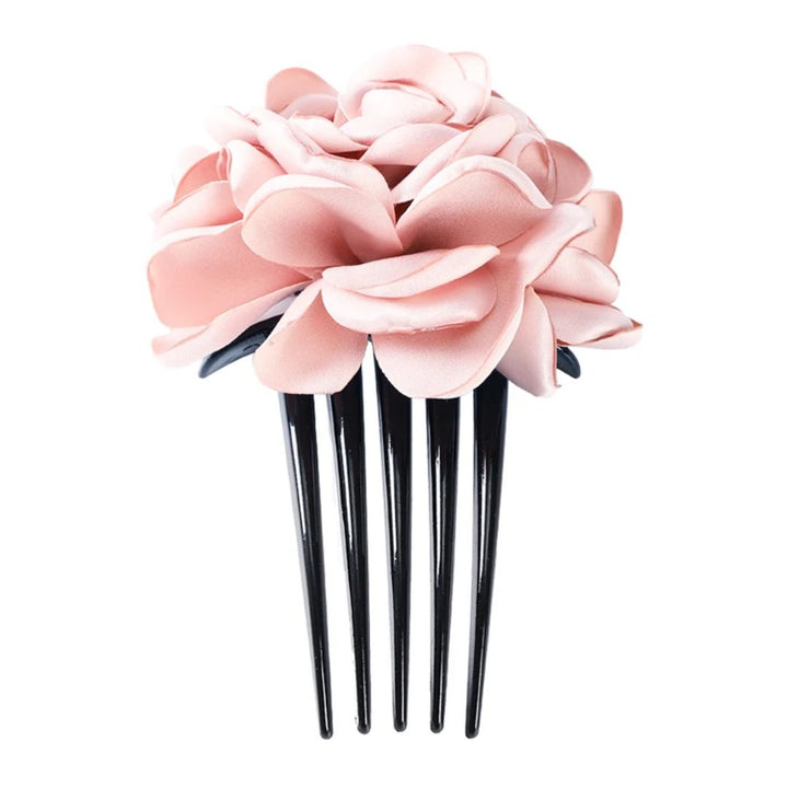 Rosa Blumen-Haarkamm, Kunststoff, elegantes Haaraccessoire, Hochzeit, Party, Damenmode.