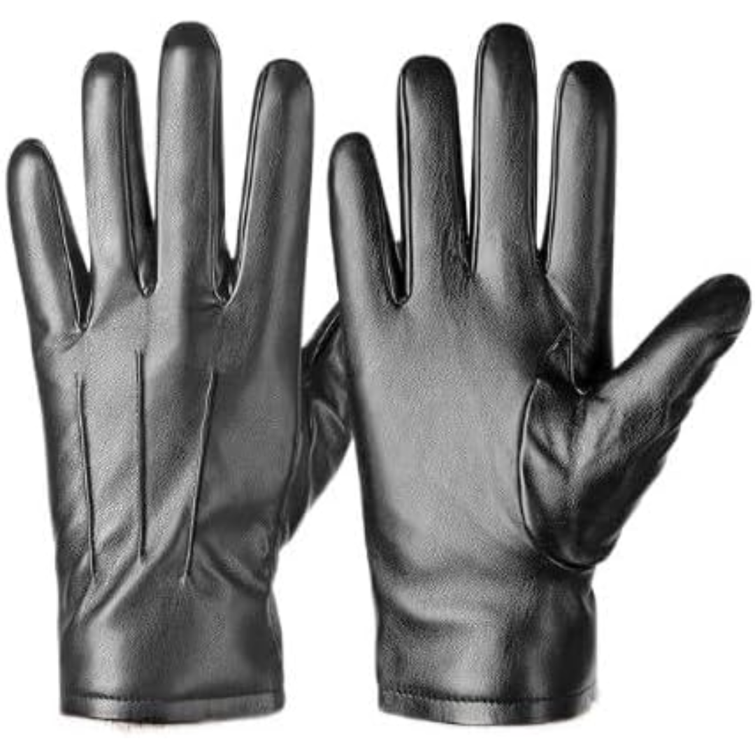 Schwarze Lederhandschuhe für Herren, elegant, warm, Wintermode, hochwertiges Material.