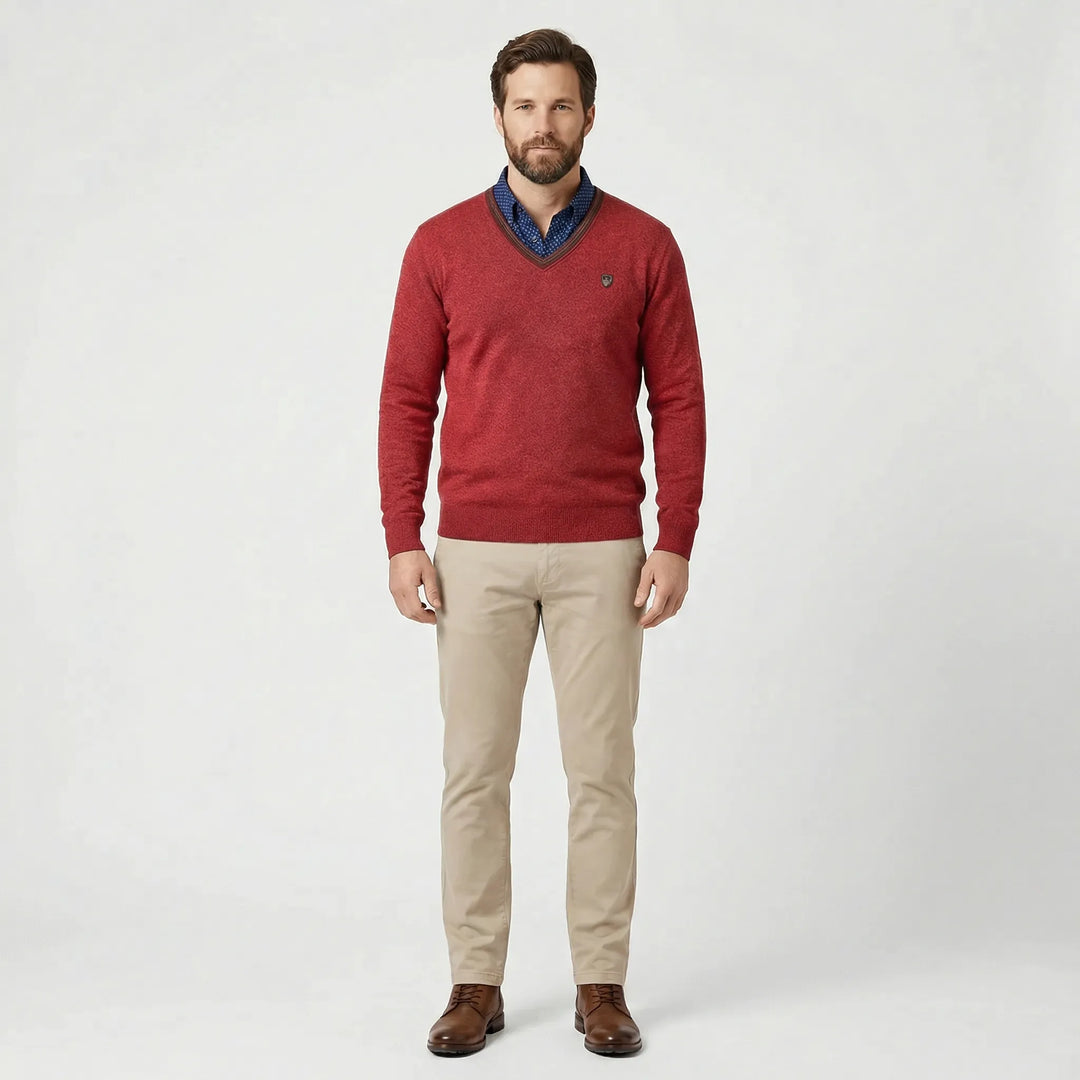 V Ausschnitt Pullover Mit Kragen - Ian
