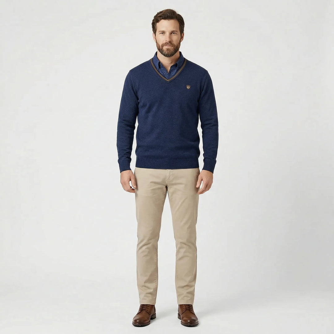 V Ausschnitt Pullover Mit Kragen - Ian