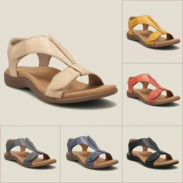 Damen-Sandalen, bequem, casual, in Beige, Gelb, Rot, Blau, Schwarz, ideal für Sommermode.