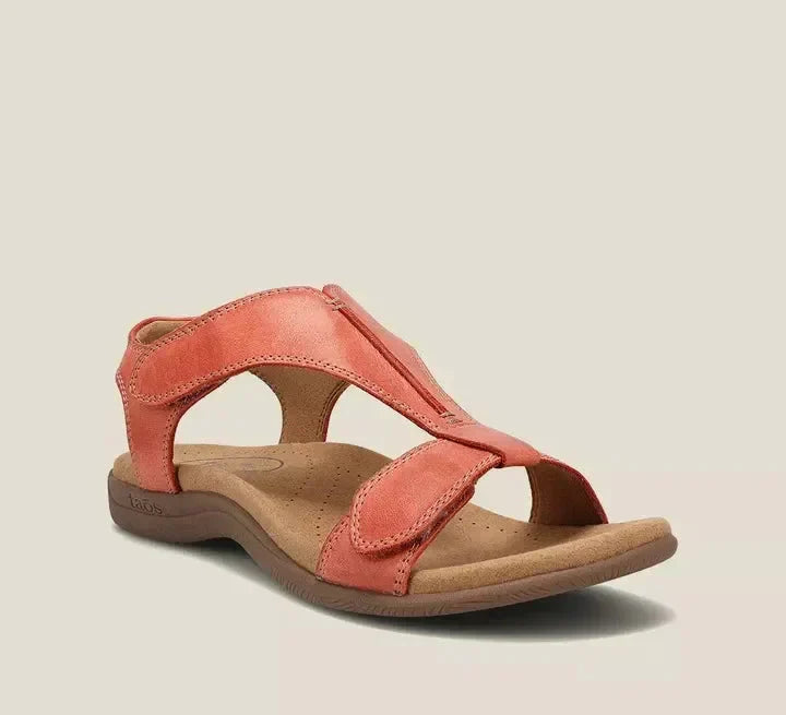 Damen Sandalen, rot, Leder, bequem, casual, Sommer, rutschfest, modisch, Freizeit.