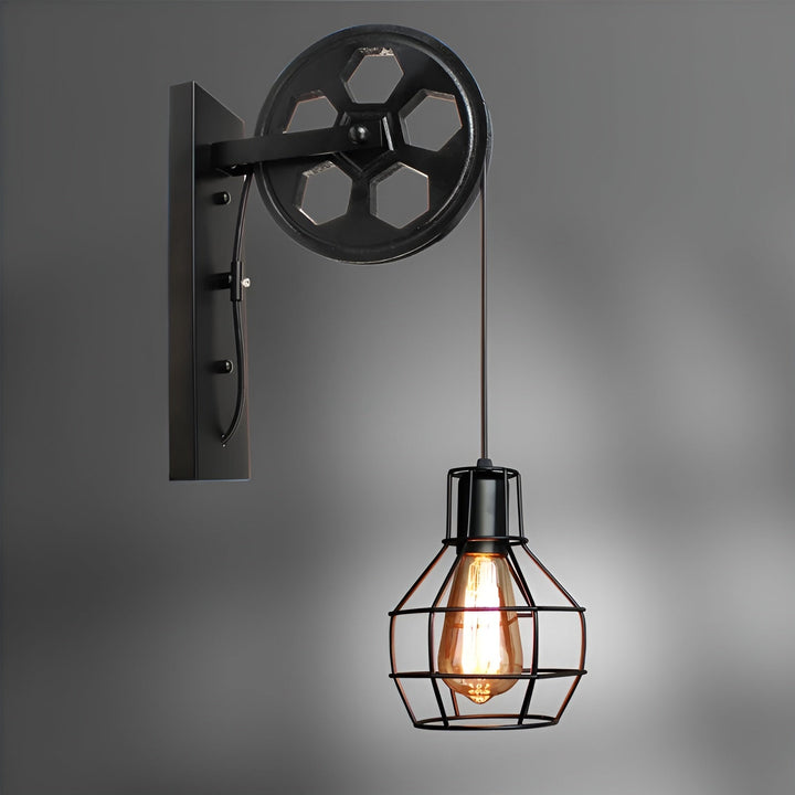 Vintage Wandlampe mit LED, schwarzes Metall, Industrie-Design, Retro-Stil, Schlafzimmerbeleuchtung.