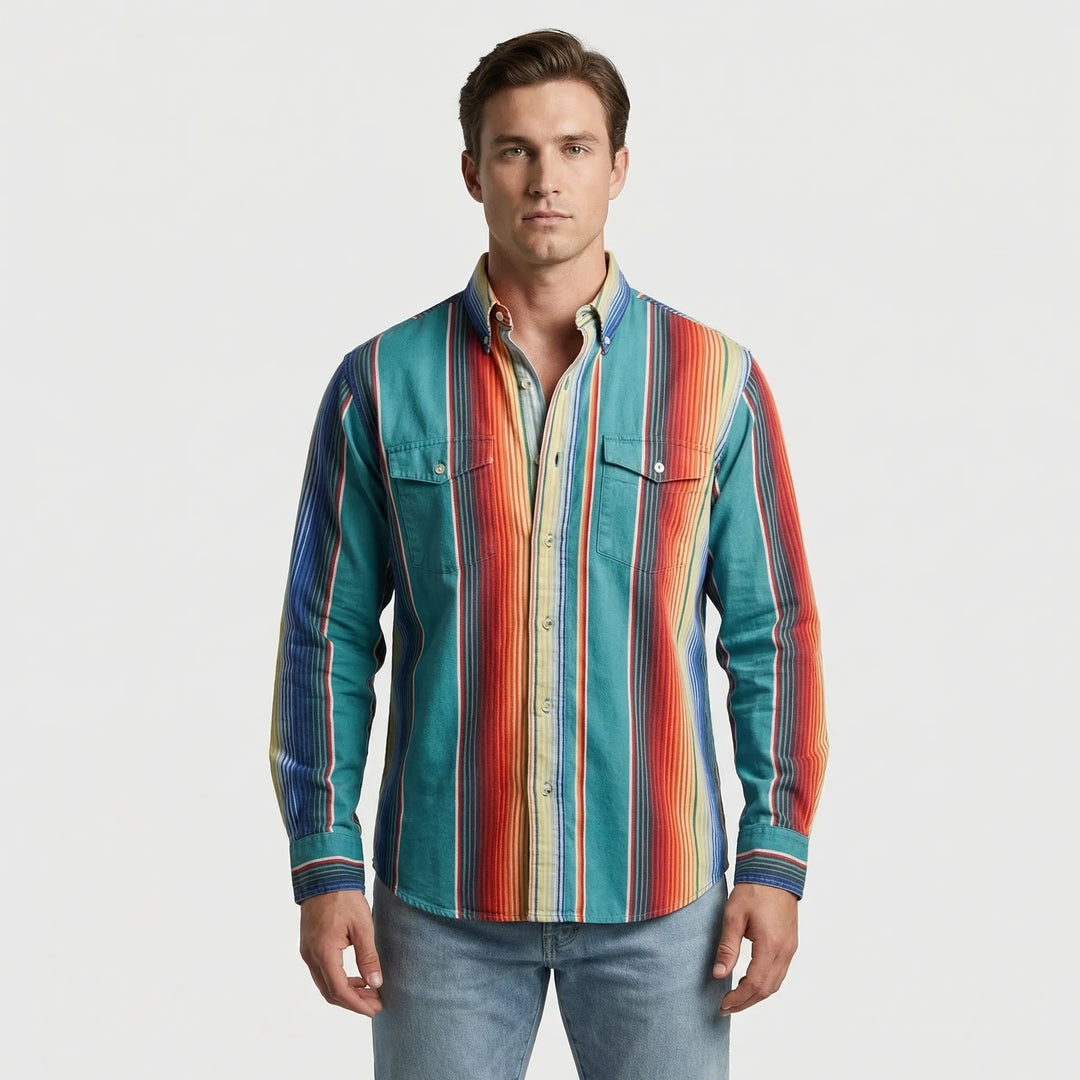 Vintage Stripe Long-Sleeve Button Shirt - Eric