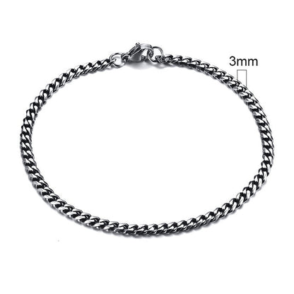 Silbernes Edelstahl-Armband, 3mm, Miami Curb Chain, Herren, kubanische Gliederkette.