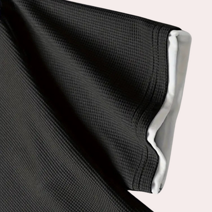 Schwarzes Waffelpique-Handtuch, Baumwolle, weiße Kante, luxuriös, saugfähig, Badezimmer.