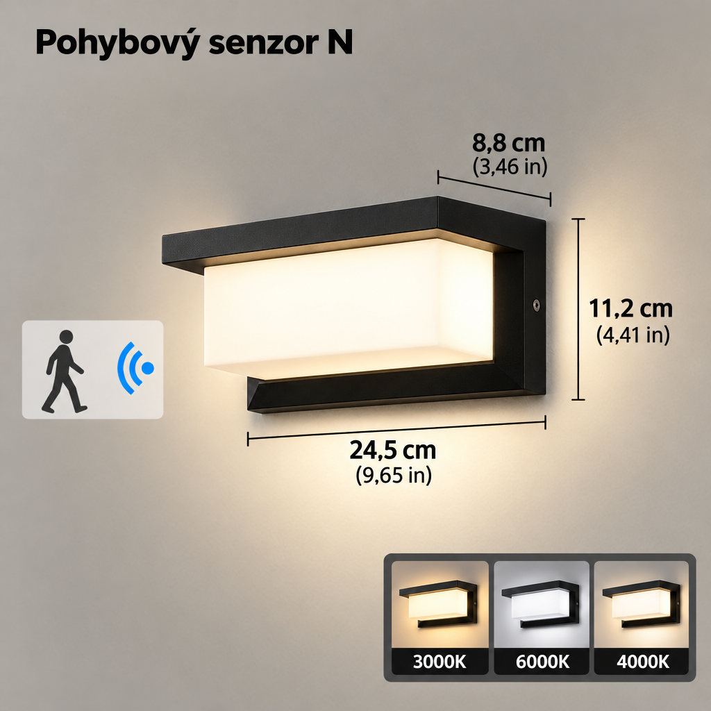 Aplique de pared | Sensor de movimiento automático | Resistente a la intemperie para entradas y terrazas