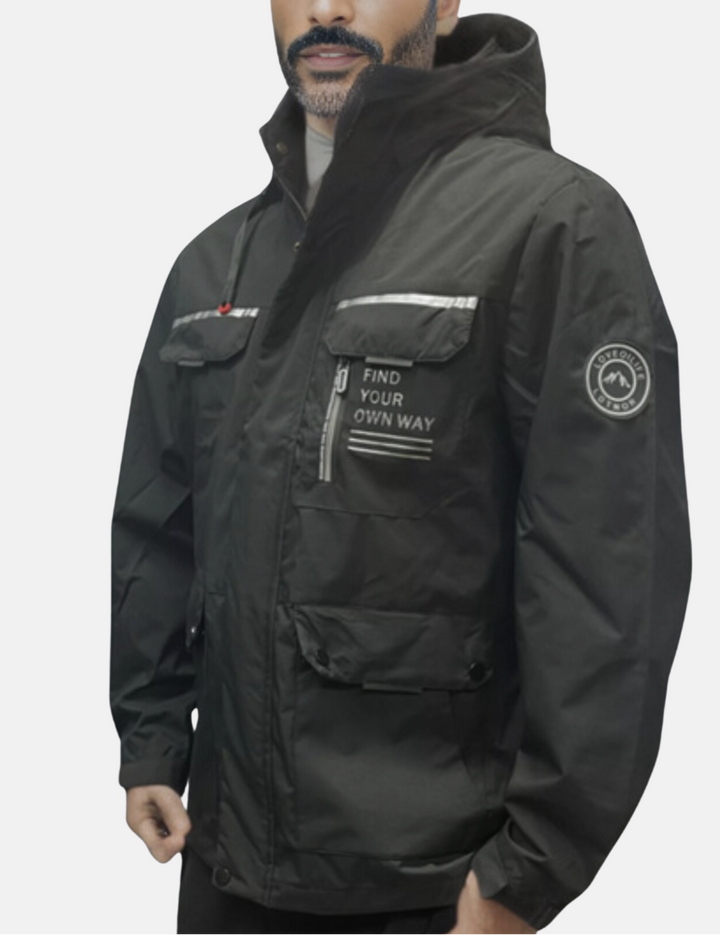Water-Resistant Men's Jacket With Detachable Hood - Isaac