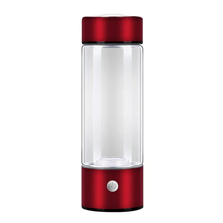 Rote Wasserstoff-Generatorflasche aus Glas, tragbare Wasserflasche, modern, stilvoll.