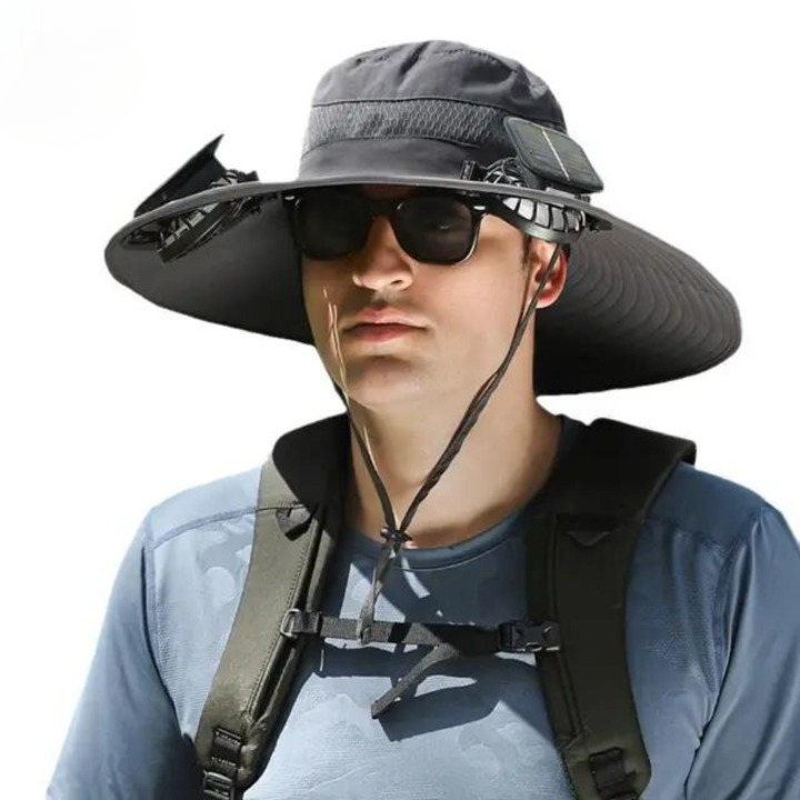 Venkovní sluneční klobouk s integrovaným solárním ventilátorem – CoolBreeze Solar