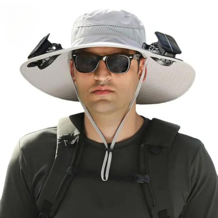Venkovní sluneční klobouk s integrovaným solárním ventilátorem – CoolBreeze Solar