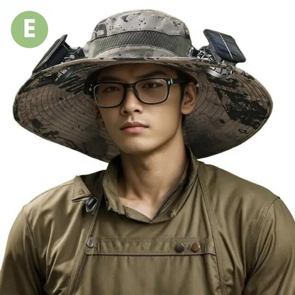 Venkovní sluneční klobouk s vestavěným ventilátorem – Sunbreeze