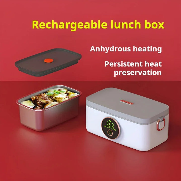 Wiederaufladbare elektrische Lunchbox, 1000ml, USB, isoliert, tragbar, rot-grau.