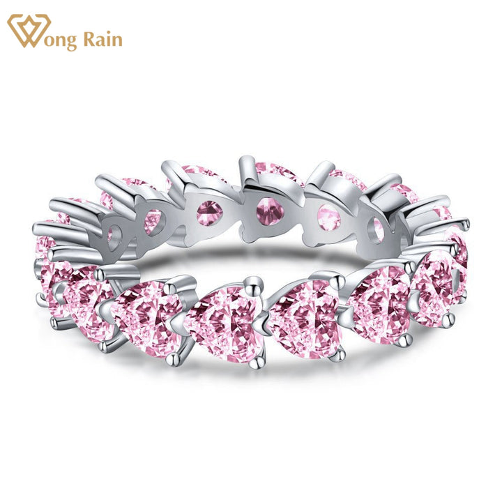 Silberring mit rosa Saphiren, Herzform, Ehering, Wong Rain, Schmuck, Damenaccessoire