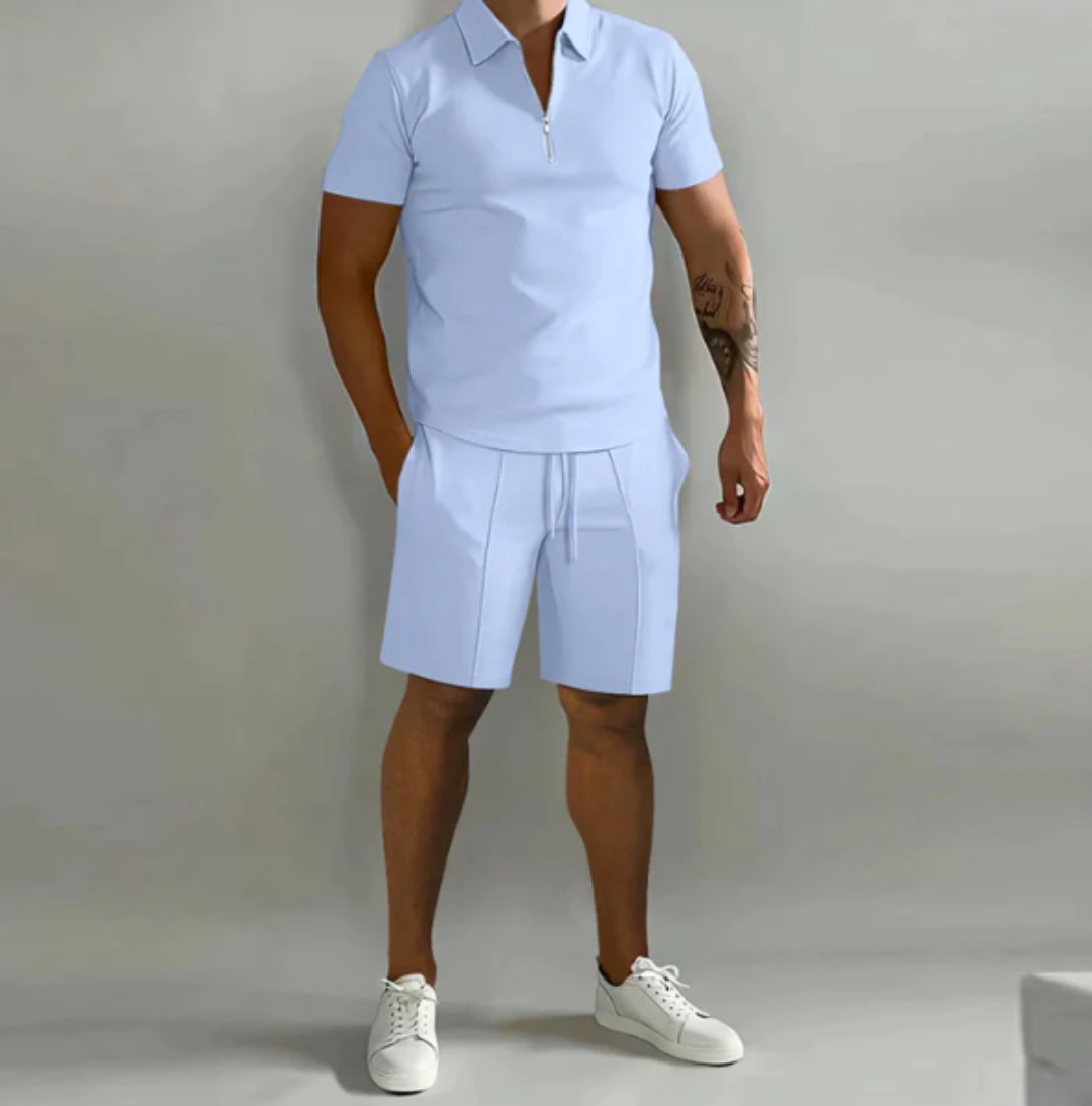 Pánský polo s zipem a šortkami pro letní styl - Dario
