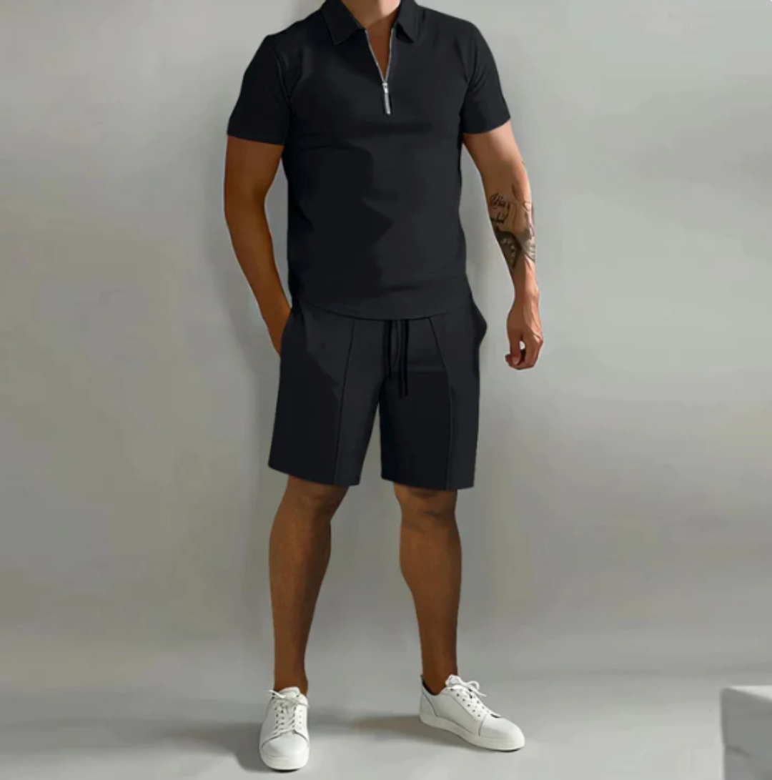 Pánský polo s zipem a šortkami pro letní styl - Dario