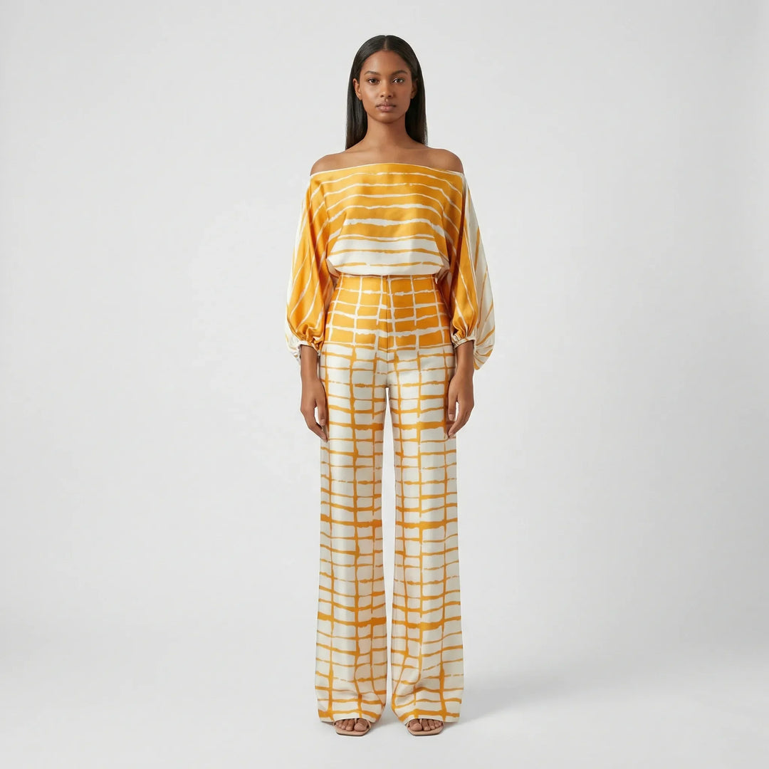 Zweiteiliges Set Mit Off-Shoulder-Top Und Weitem Schnitt - Fannie