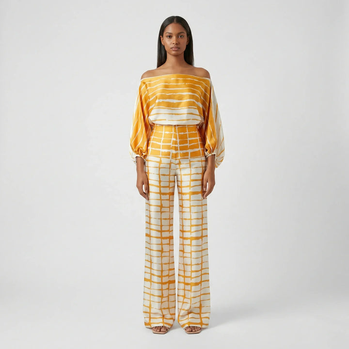 Zweiteiliges Set Mit Off-Shoulder-Top Und Weitem Schnitt - Fannie