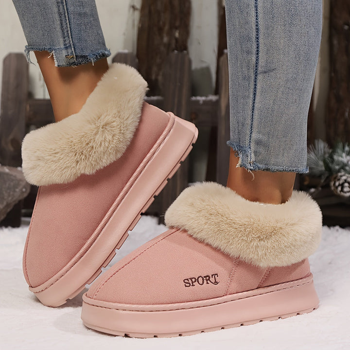 Damen Hausschuhe rosa, Kunstfell, rutschfest, warm, Winter, gemütlich, modisch, Sport-Stil.