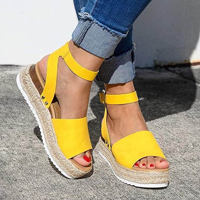 Dámské Plateau-Espadrille sandály s klínovým podpatkem a pásky – Livia