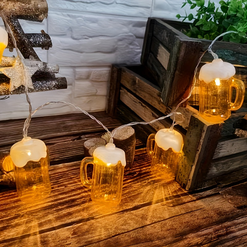 2 kusy LED světelných řetězů ve tvaru pivních sklenic – LichterBier Oktoberfest 2025