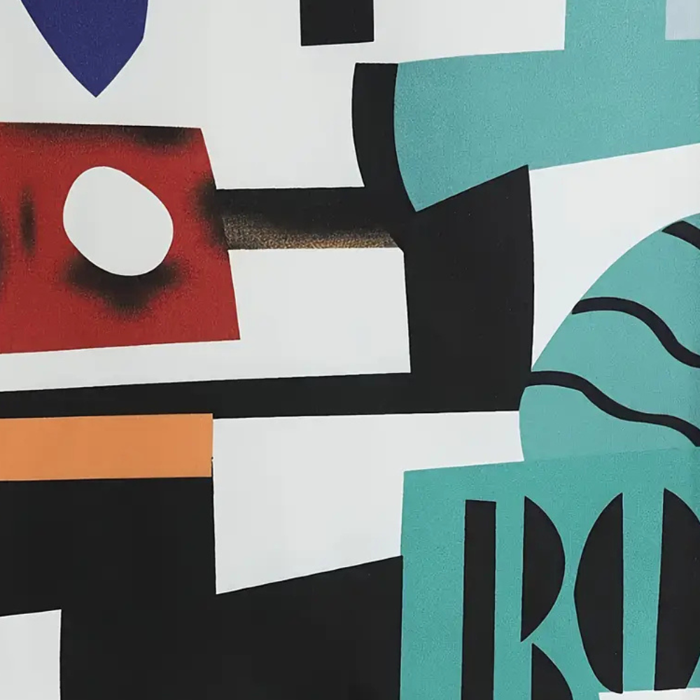 Abstrakte Kunst, geometrische Formen, bunte Farben, modernes Design, Wanddekoration.