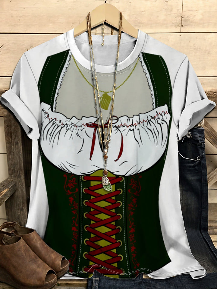 Dámské tričko s krátkým rukávem v dirndl stylu – Anna Oktoberfest 2025