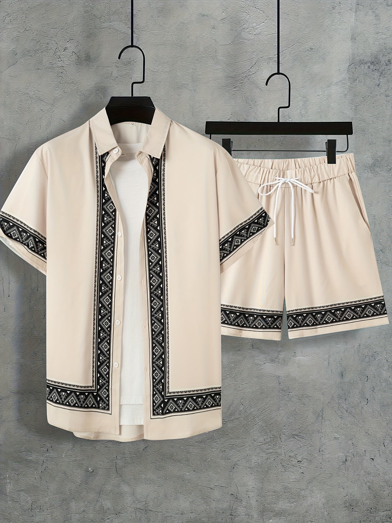 Boho letní set pánský dvoudílný košile a šortky uvolněný - Malik