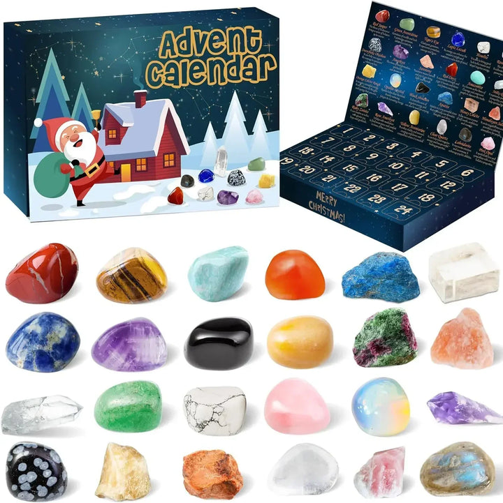 Adventskalender mit Edelsteinen, 24 bunte Mineralien, Weihnachtsgeschenk, Kinder, Erwachsene