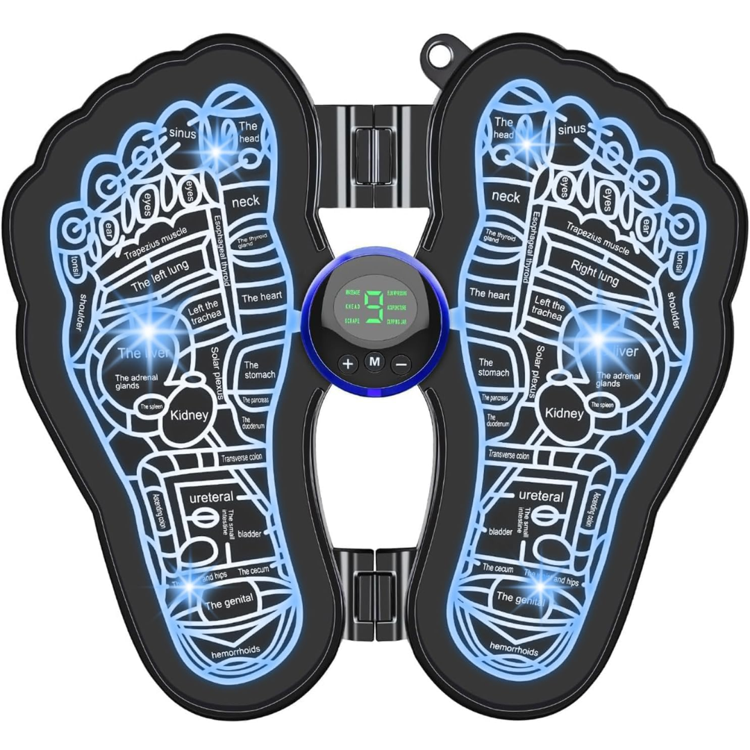 Elektronische Akupressur-Fußmatte, schwarz, LED-Anzeige, Reflexzonenmassage, Entspannung.